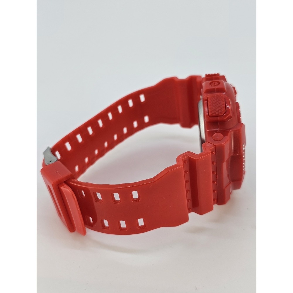 Men's Sports Digital Watch 50MM Red Case Plastic Bands Light Working - Picture 9 of 12